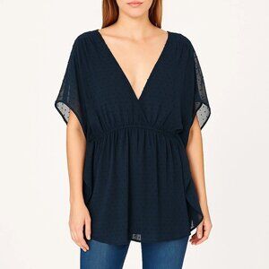 Time and Tru Black Sheer Cover Up Top 2X Plus Size Flowy V-Neck Lightweight